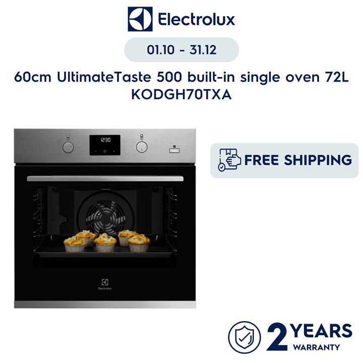 60cm UltimateTaste 500 built-in single oven with 72L capacity